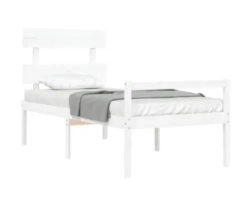 Gulta Ar Galvgali Senioriem, Balts, Vienvietīgs, Masīvkoks Vidaxl