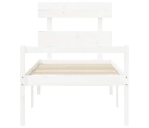 Gulta Ar Galvgali Senioriem, Balts, Vienvietīgs, Masīvkoks Vidaxl