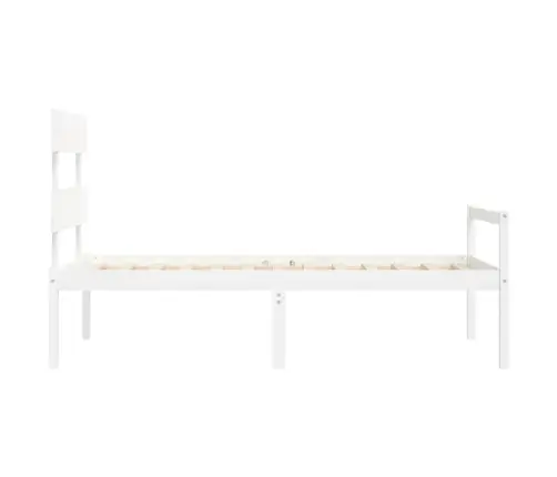 Gulta Ar Galvgali Senioriem, Balts, Vienvietīgs, Masīvkoks Vidaxl