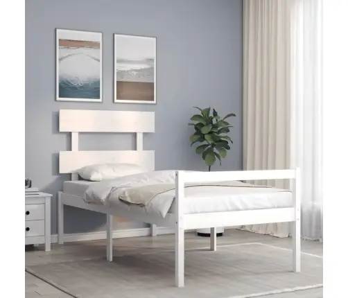 Gulta Ar Galvgali Senioriem, Balts, Vienvietīgs, Masīvkoks Vidaxl