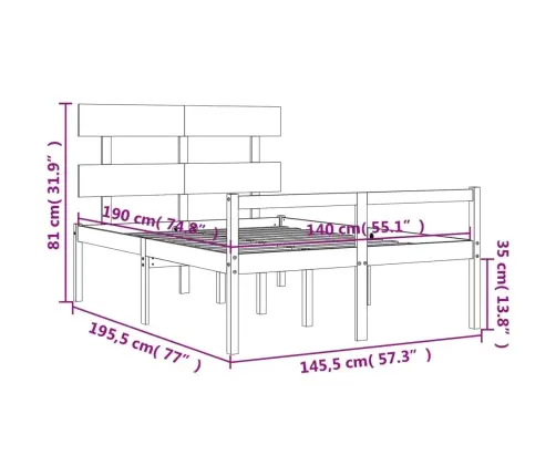 Vanemate Inimeste Voodiraam Peatsiga, 140X190 cm Täispuit