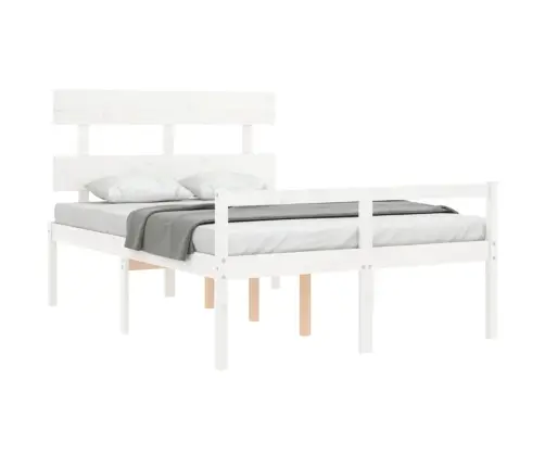 Gulta Ar Galvgali Senioriem, Balts, 120X200 Cm, Masīvkoks Vidaxl