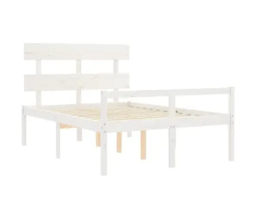 Gulta Ar Galvgali Senioriem, Balts, 120X200 Cm, Masīvkoks Vidaxl