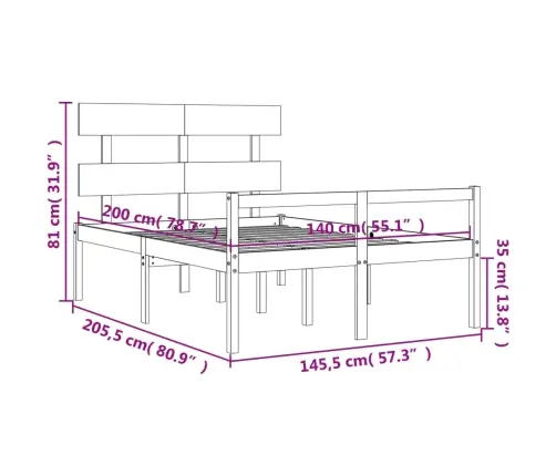 Lova Senjorams Su Galvūgaliu, 140X200 cm Medienos Masyvas