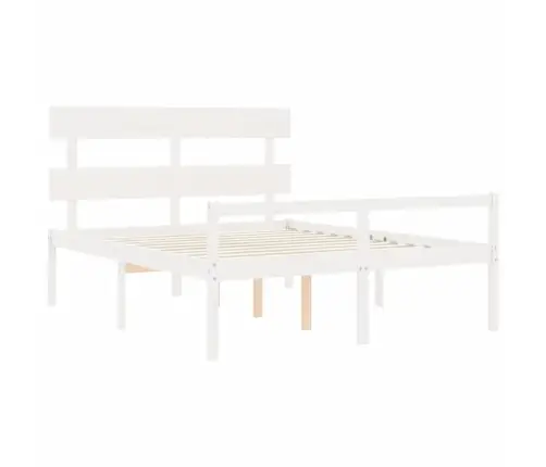 Gulta Ar Galvgali Senioriem, Balts, 160X200 Cm, Masīvkoks Vidaxl