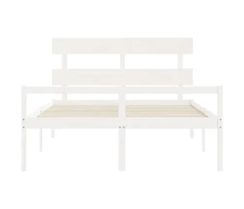 Gulta Ar Galvgali Senioriem, Balts, 160X200 Cm, Masīvkoks Vidaxl