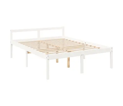 Gulta Ar Galvgali Senioriem, Balts, 160X200 Cm, Masīvkoks Vidaxl