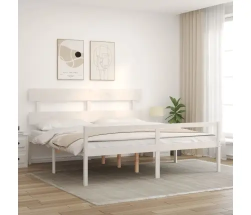 Lova Senjorams Su Galvūgaliu, Baltas, Mediena, Itin Didelis