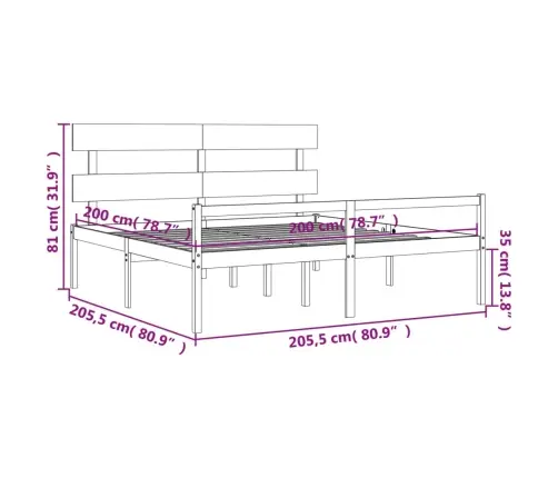 Vanemate Inimeste Voodiraam Peatsiga, 200X200 cm Täispuit