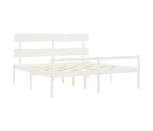 Vanemate Inimeste Voodiraam Peatsiga, Valge, 200X200Cm Täispuit