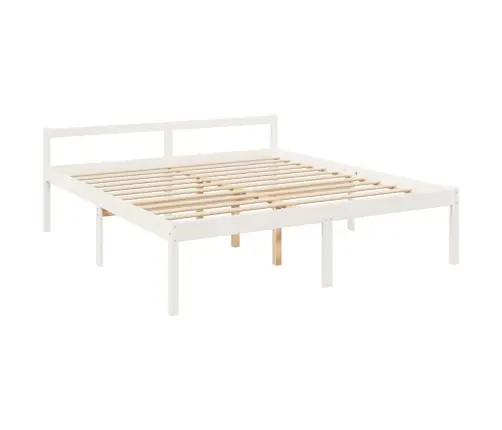 Vanemate Inimeste Voodiraam Peatsiga, Valge, 200X200Cm Täispuit