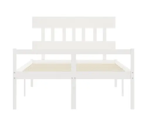 Gulta Ar Galvgali Senioriem, Balts, Divvietīgs, Masīvkoks Vidaxl