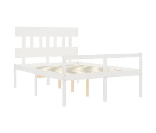 Vanemate Inimeste Voodiraam Peatsiga, Valge, 140X200Cm Täispuit