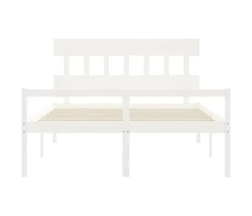 Gulta Ar Galvgali Senioriem, Balts, 160X200 Cm, Masīvkoks Vidaxl