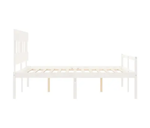 Gulta Ar Galvgali Senioriem, Balts, 160X200 Cm, Masīvkoks Vidaxl