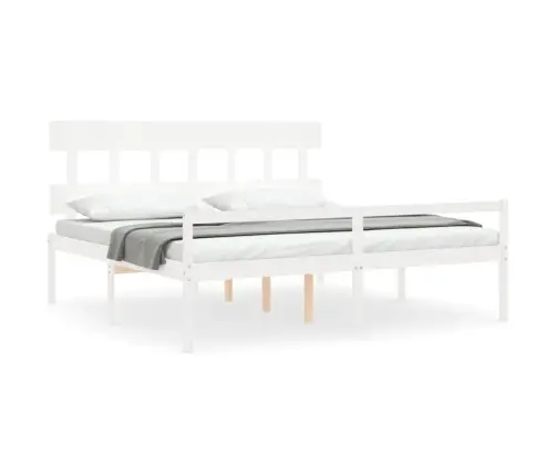 Vanemate Inimeste Voodiraam Peatsiga, Valge, Täispuit