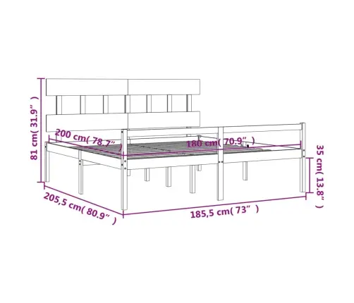 Vanemate Inimeste Voodiraam Peatsiga, Valge, Täispuit