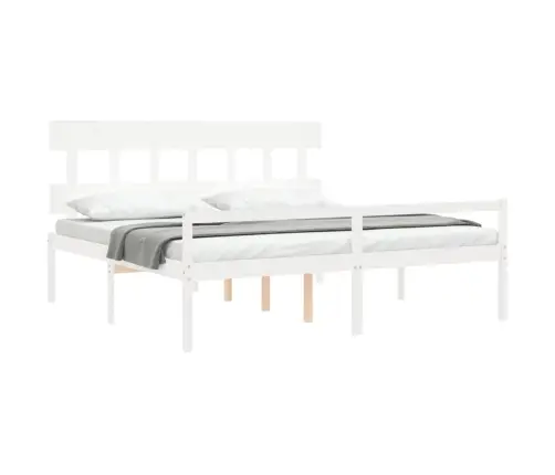 Vanemate Inimeste Voodiraam Peatsiga, Valge, Täispuit