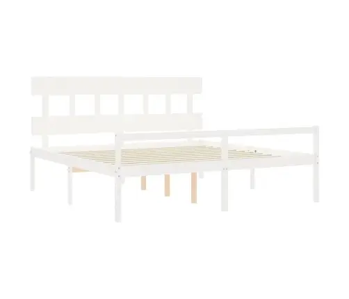 Vanemate Inimeste Voodiraam Peatsiga, Valge, Täispuit