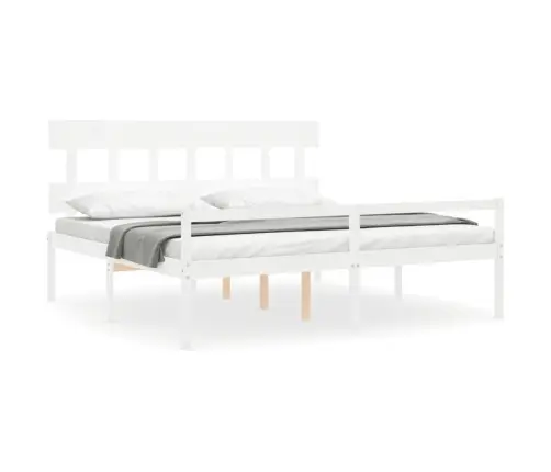 Vanemate Inimeste Voodiraam Peatsiga, Valge, 200X200Cm Täispuit