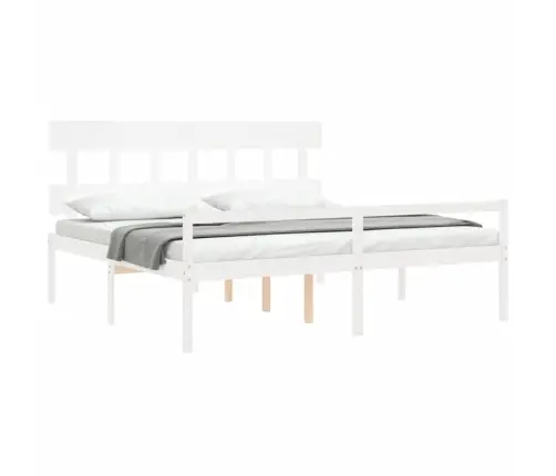 Vanemate Inimeste Voodiraam Peatsiga, Valge, 200X200Cm Täispuit