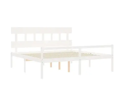 Vanemate Inimeste Voodiraam Peatsiga, Valge, 200X200Cm Täispuit