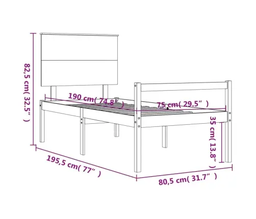 Lova Senjorams Su Galvūgaliu, Medienos Masyvas, Maža Vienvietė