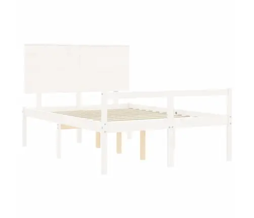 Vanemate Inimeste Voodiraam Peatsiga, Valge, 140X190Cm Täispuit