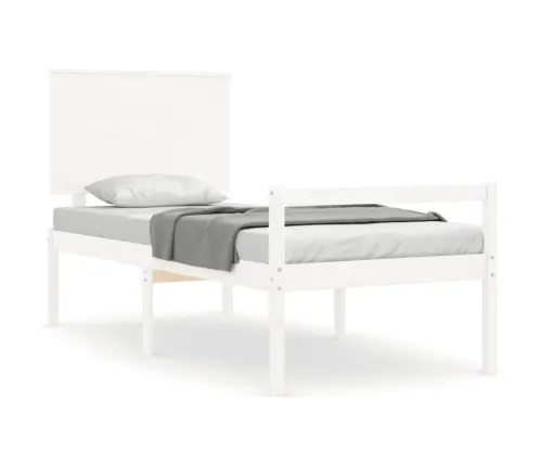 Vanemate Inimeste Voodiraam Peatsiga, Valge, 90X200 Cm Täispuit