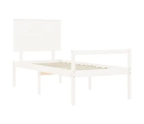 Vanemate Inimeste Voodiraam Peatsiga, Valge, 90X200 Cm Täispuit