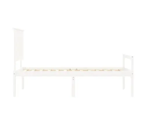 Vanemate Inimeste Voodiraam Peatsiga, Valge, 90X200 Cm Täispuit