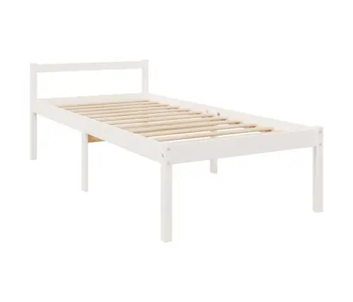 Vanemate Inimeste Voodiraam Peatsiga, Valge, 90X200 Cm Täispuit