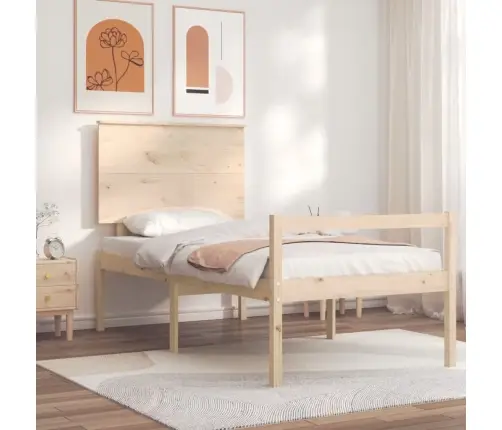 Gulta Ar Galvgali Senioriem, 100X200 Cm, Masīvkoks Vidaxl