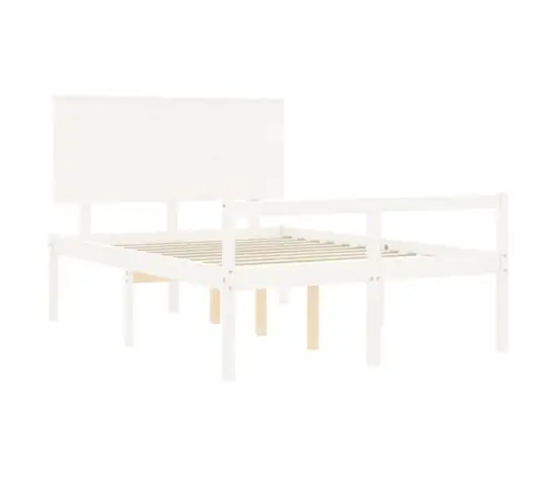 Vanemate Inimeste Voodiraam Peatsiga, Valge, 120X200Cm Täispuit