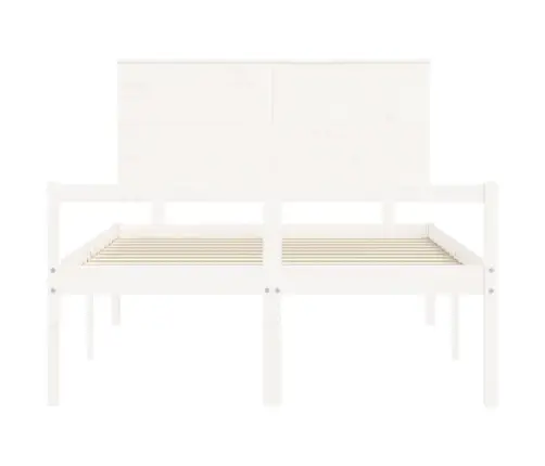 Vanemate Inimeste Voodiraam Peatsiga, Valge, 120X200Cm Täispuit