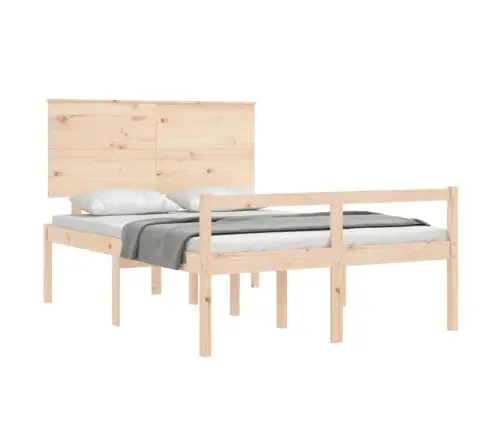 Gulta Ar Galvgali Senioriem, 140X200 Cm, Masīvkoks Vidaxl