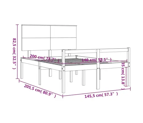 Vanemate Inimeste Voodiraam Peatsiga, Valge, 140X200Cm Täispuit