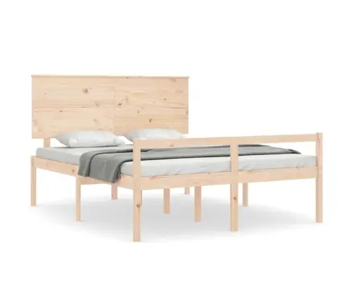 Gulta Ar Galvgali Senioriem, 160X200 Cm, Masīvkoks Vidaxl