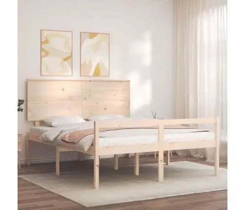 Gulta Ar Galvgali Senioriem, 160X200 Cm, Masīvkoks Vidaxl