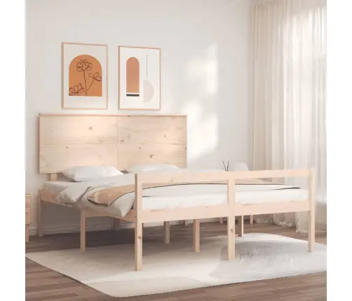 Gulta Ar Galvgali Senioriem, 160X200 Cm, Masīvkoks Vidaxl