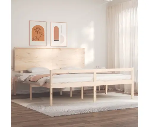 Gulta Ar Galvgali Senioriem, Super King Size, Masīvkoks Vidaxl