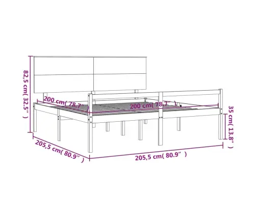Gulta Ar Galvgali Senioriem, 200X200 Cm, Masīvkoks Vidaxl