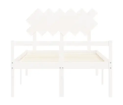 Gulta Ar Galvgali Senioriem, Balts, Divvietīgs, Masīvkoks Vidaxl