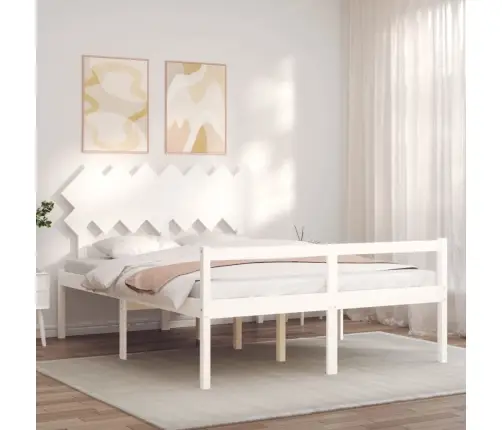 Lova Senjorams Su Galvūgaliu, Baltas, 140X190 cm Mediena