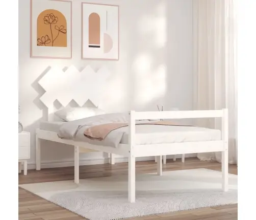 Lova Senjorams Su Galvūgaliu, Baltas, 90X200 cm Mediena