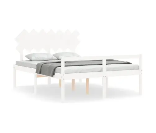 Vanemate Inimeste Voodiraam Peatsiga, Valge, 140X200Cm Täispuit