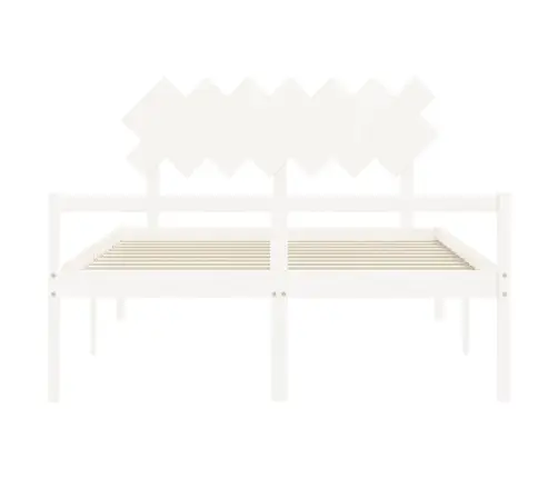 Vanemate Inimeste Voodiraam Peatsiga, Valge, 140X200Cm Täispuit