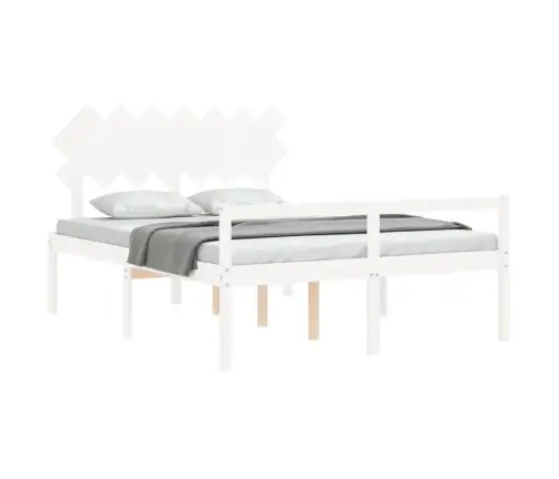 Gulta Ar Galvgali Senioriem, King Size Izmērs, Masīvkoks, Balts Vidaxl