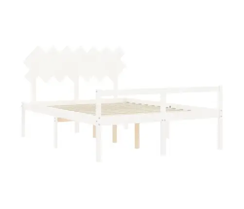 Gulta Ar Galvgali Senioriem, King Size Izmērs, Masīvkoks, Balts Vidaxl