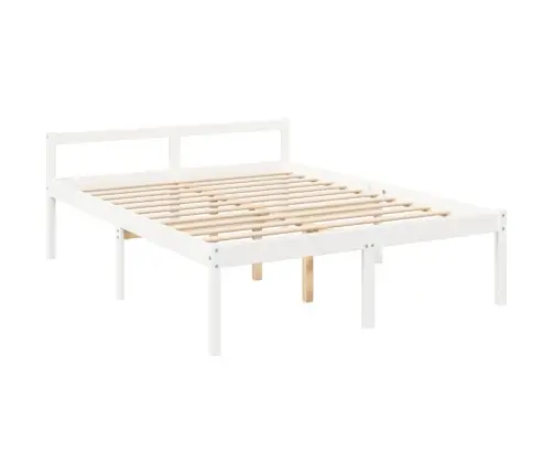 Gulta Ar Galvgali Senioriem, King Size Izmērs, Masīvkoks, Balts Vidaxl